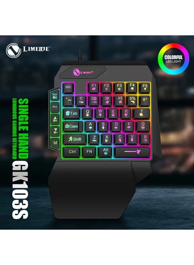 Black Single Hand Gaming Keyboard Ergonomic Portable RGB Backlit 35 Key Mini Keypad - Image 1